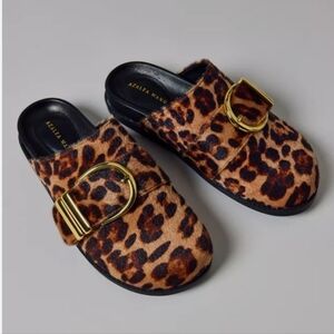 Azalea Wang Leopard Print Women's Clog with Gold Buckle